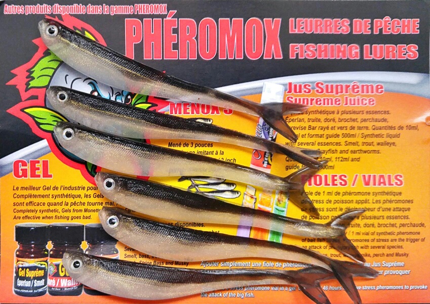 FISH MENOW,6 menox sillicon artificial lures.